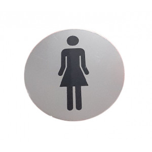 Semn indicator inox toaleta femei , Ø 8 cm - autoadeziv