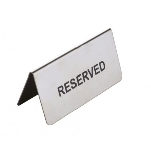 Semn inox Reserved pentru masa 10x6 cm