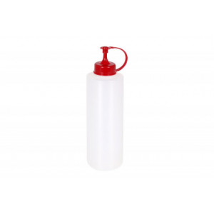 Flacon pt sosuri alb semitransparent PE, 600 ml, capac rosu
