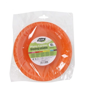 Set 240 Farfurii Carton Portocaliu 20 cm – Biodegradabile (24X10)