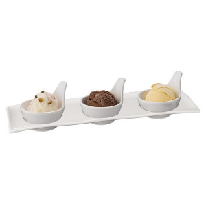 Set Gourmet (suport si 3 boluri) - melamina alba