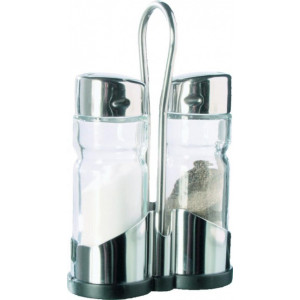Set sare si piper din sticla cu capac inox