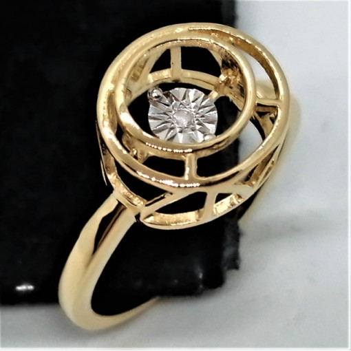 Inel argint placat cu aur -Diamant dansator -VR038941