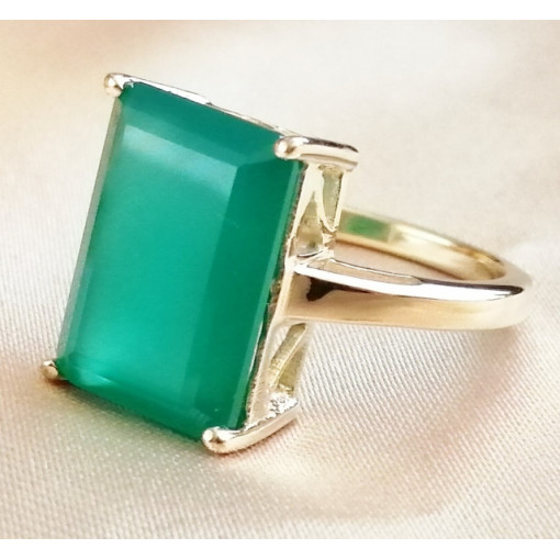 Inel LIDIA -argint placat cu aur -onix verde-VR016010