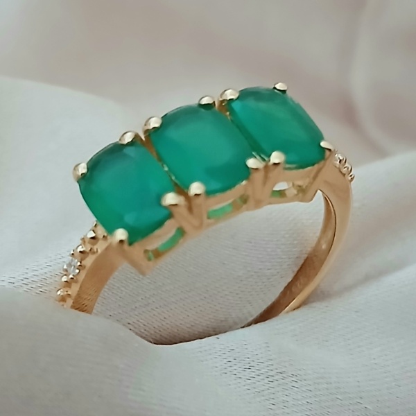Inel Miss -argint placat cu aur -onix verde-RGR032067