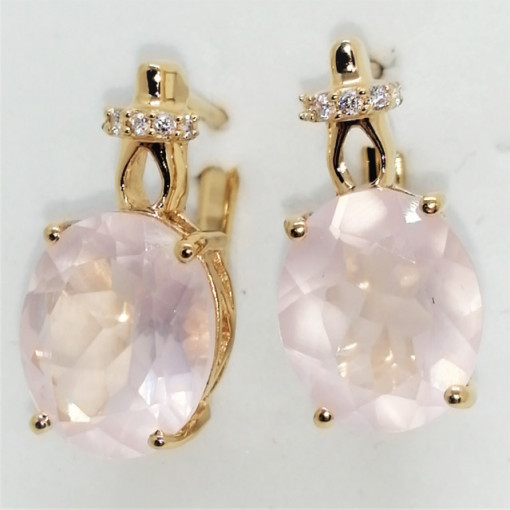Cercei Luisa -argint placat cu aur -VE014176 cuart roz
