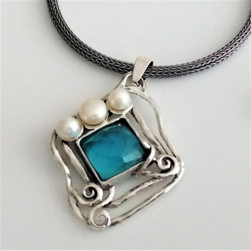 Colier argint topaz E5461