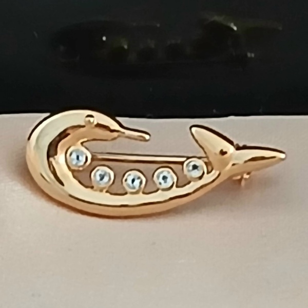 Brosa Dolphin , argint placat cu aur RGBH062246 blue topaz