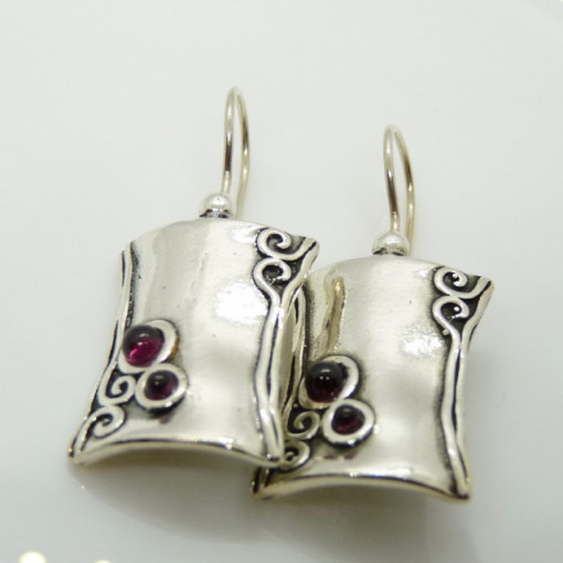 Cercei argint si granat -vintage style E1506