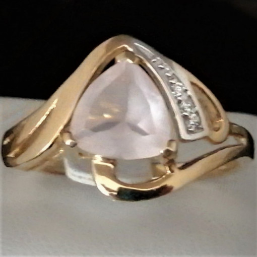 Inel Tessa -argint placat cu aur - VR032984-cuart roz
