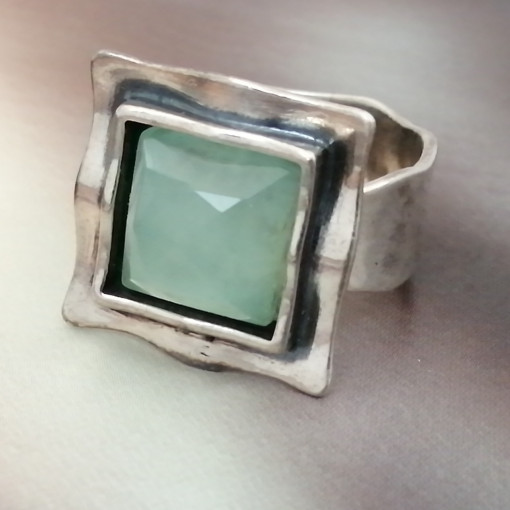 Inel argint green quartz R2992 GQ