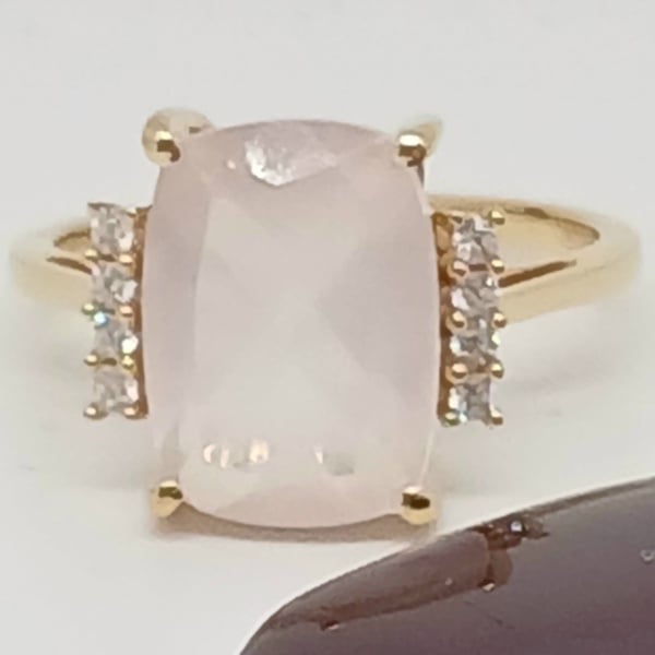 Inel Artisan -argint placat cu aur cuart roz -RGR13709