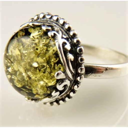 Inel reglabil argint chihlimbar verde -R3349