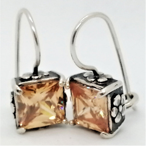 Cercei argint champagne quartz -E877