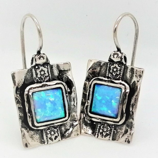 Cercei argint vintage opal E447