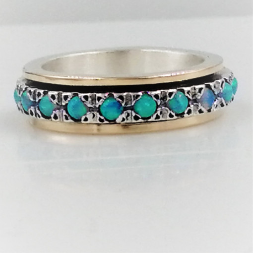 Inel argint si aur 14k cu opal - R1615-OP