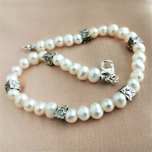 Bratara argint perle -BD115