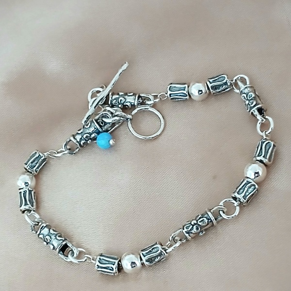Bratara din argint cu elemente tubulare B1045 -opal