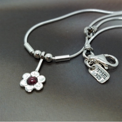 Colier argint Flower N080-granat