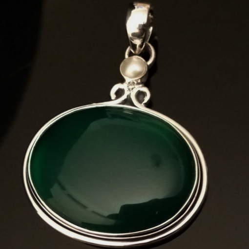 Pandantiv argint onix verde P42 OV