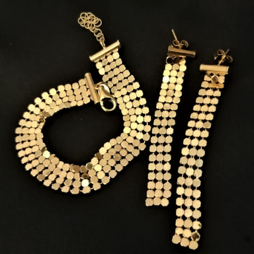 Set argint placat cu aur galben, bratara si cercei -E2202-B2202