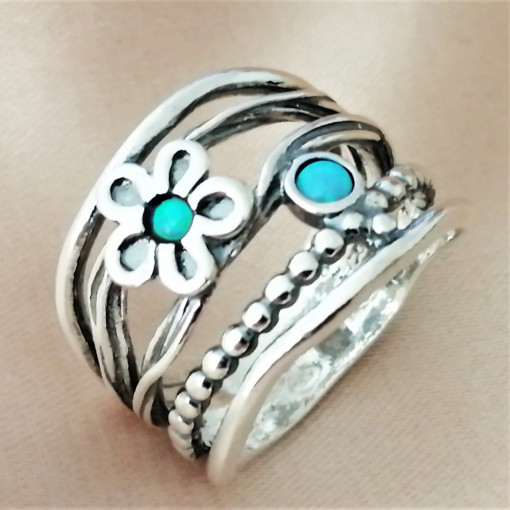 Inel argint Vintage & Floral - R825 opal