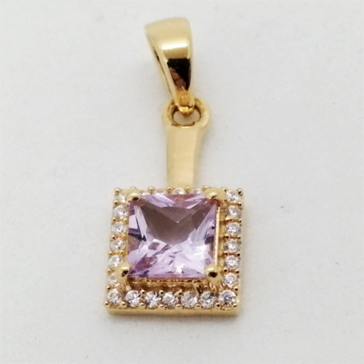 Pandantiv Cora,argint placat cu aur , VP023160- pink ametist