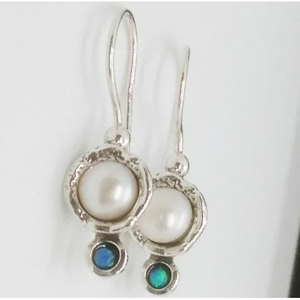 Cercei argint -perla si opal E3670