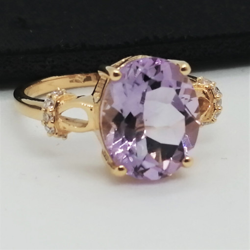 Inel Afrodita-argint placat si aur - VR014176 pink ametist