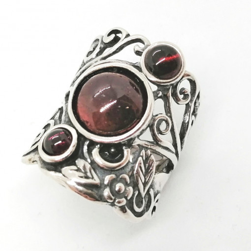 Inel argint masiv granat R1271