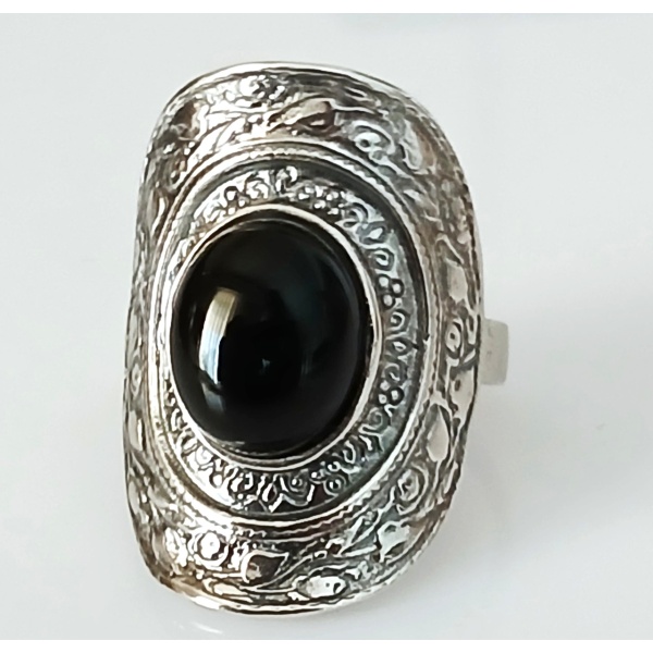 Inel „Umbra Nopții” – Argint și Onix Negru R1388