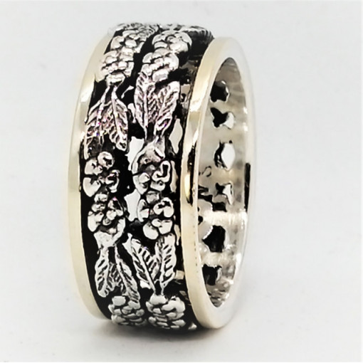 Inel argint si benzi aur 14k R3765