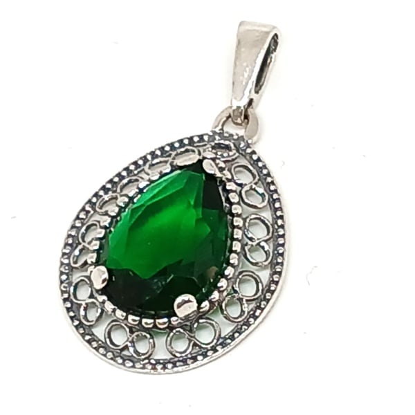Pandantiv argint P3807 green quartz