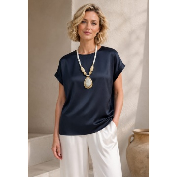 Bluza damă Satin Silk & Viscose negru – Made in Italy RG13180