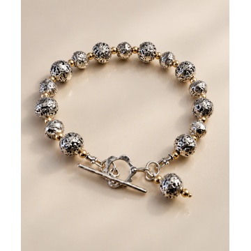 BP29 -Brățară din Argint 925 și Goldfilled cu Sfere Filigranate – Silver & Gold Elegance