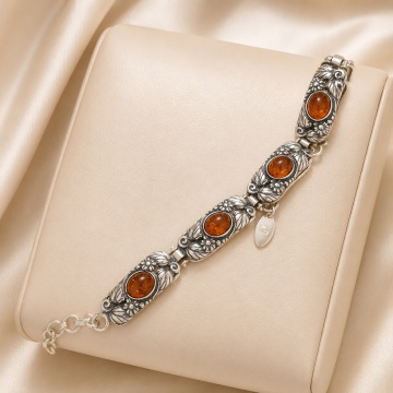 Brățară Argint 925 cu Chihlimbar Cognac „Amber Grace” B1398 - Img 10