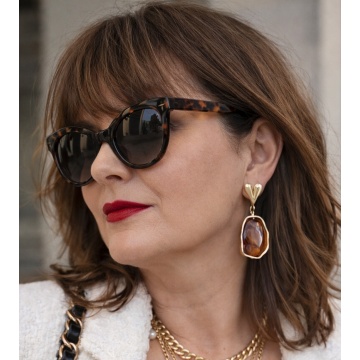 Cercei „Amber Stone” tip picătură din rășină maro RG217BO12N400 - Img 4