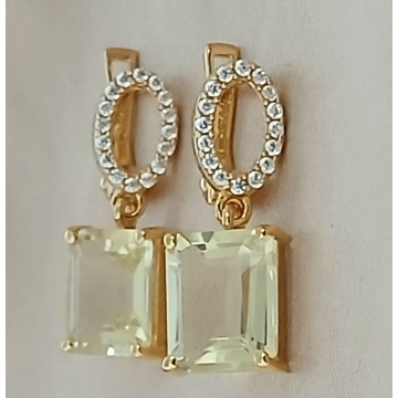 Cercei Celine -argint placat cu aur RGE010481-lemon topaz - Img 8