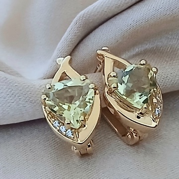 Cercei Nona-argint placat cu aur galben -RGE030372 lemon topaz - Img 2