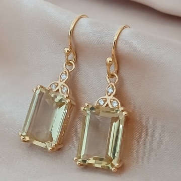 Cercei Sorana, argint placat cu aur RGE16161 lemon topaz - Img 1