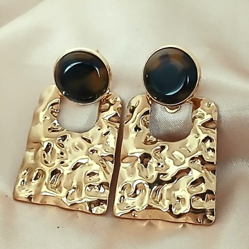 Cercei Statement Amber & Gold – Textură Organică- RG124RX189