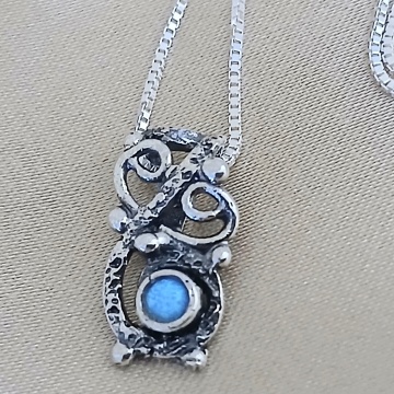 Colier de inspirație arabesque din argint texturat cu opal A21151 - Img 2