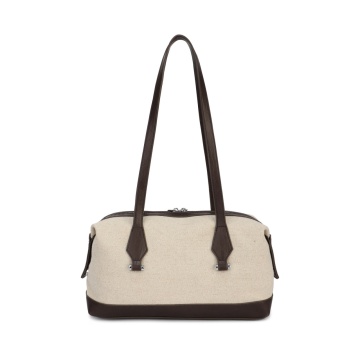 Geantă de umăr canvas structurată – stil urban elegant RGPHPH5543 N negru crem - Img 3