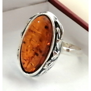 Inel Argint 925 cu Chihlimbar Cognac „Amber Majesty” R1636 - Img 4