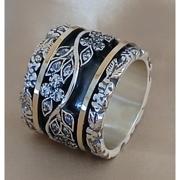 Inel argint 925 și aur 14K – Althéa | Design floral cu zirconii elegante - Img 4