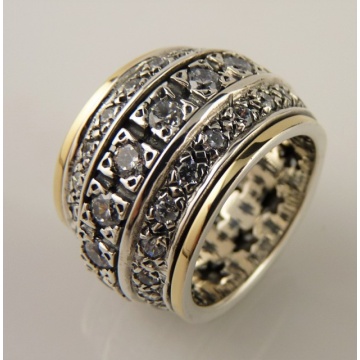Inel Celestia din argint 925 și aur 14K cu zirconii – Design regal cu motive stelare - Img 2