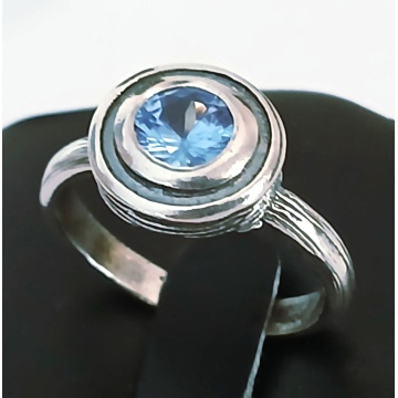 Inel din argint cu topaz albastru – „Picătura Cerului” R1681 - Img 1