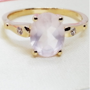 Inel LUCY-argint placat si aur -cuart roz VR016816