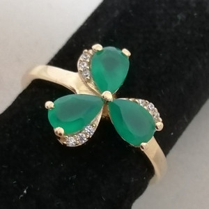 Inel MELANIA -argint placat si aur - VR013772 onix verde