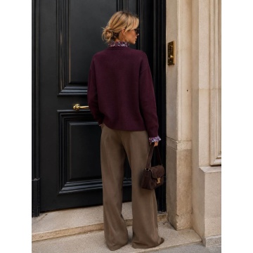 RG-RY630P–Cardigan Prună Fleur Romance din tricot cu volane florale (M–XL) - Img 2